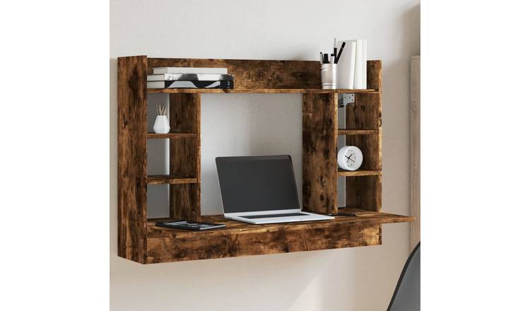 Walplus Engineered Wood Wall Mounted Desk - Dark Oak - 105 x 48 x 75 cm