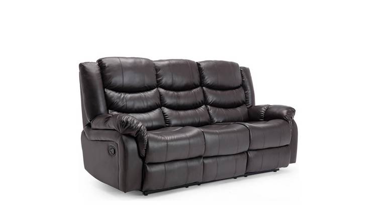 Furniture Online Seattle Manual Recliner 3 Seater Leather Sofa – Brown