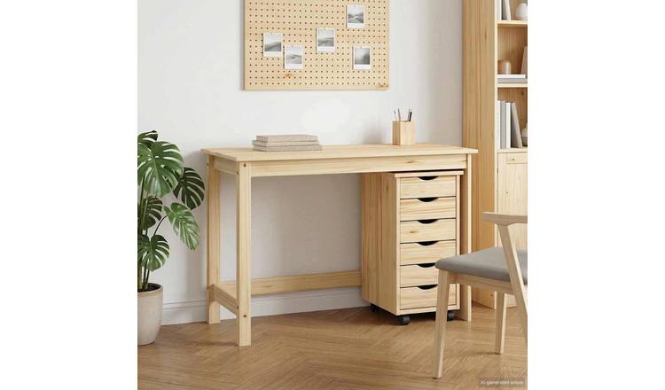 Walplus Pack of 2 Solid Pine Desk - Brown - 27.5 x 9 cm