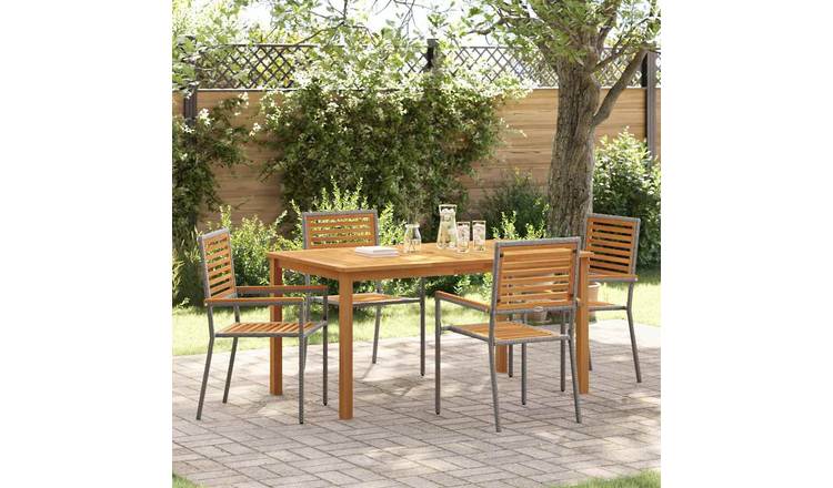 Walplus 5 Piece Garden Dining Set Open Shelf - Grey - 150 x 90 x 74 cm