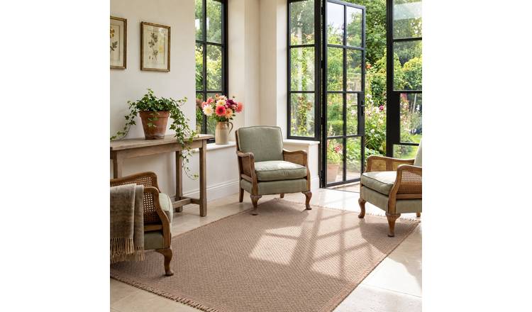 The Rugs Beige Nature Outdoor Indoor Square Dots Rug - 120 x 170cm