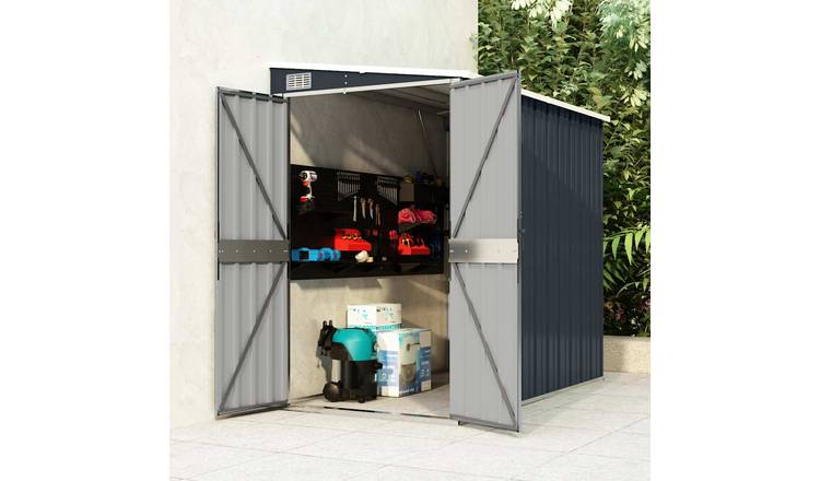 Walplus Galvanised Steel Wall-mounted Garden Shed - Anthracite - 118x194x178 cm