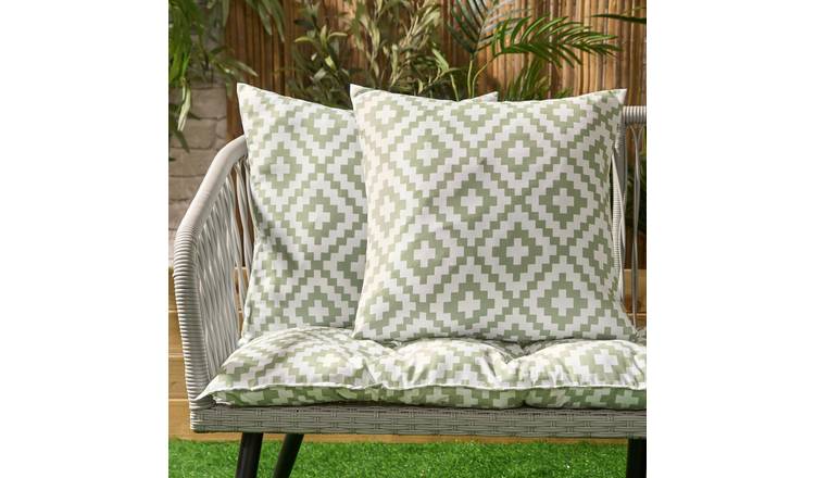 OHS 2 Pack Geo Print Garden Cushion Covers - Sage