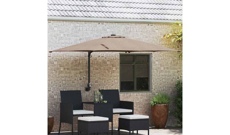 Walplus Polyester Garden Parasol - Taupe - 247.5 x 248.5 x 160 cm