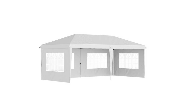 Outsunny 3 x 6m 4 Window Height Adjustable Pop Up Gazebo – White