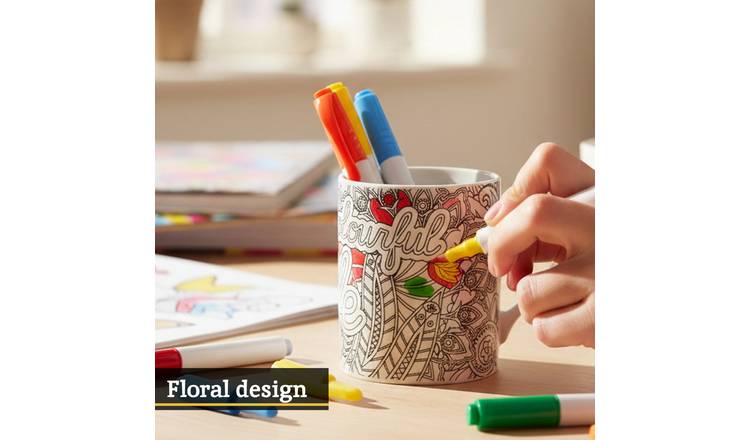 Orsina Live a Colourful Life Colour-In Mug – Black and White
