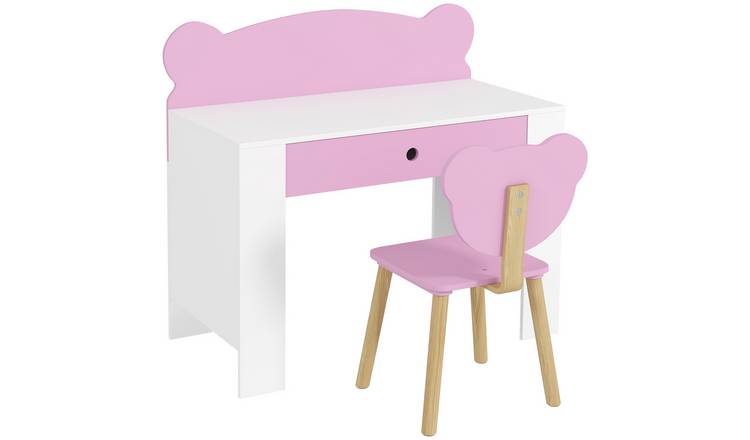 AIYAPLAY Kids Study Table and Chair with Storage Drawer - Pink
