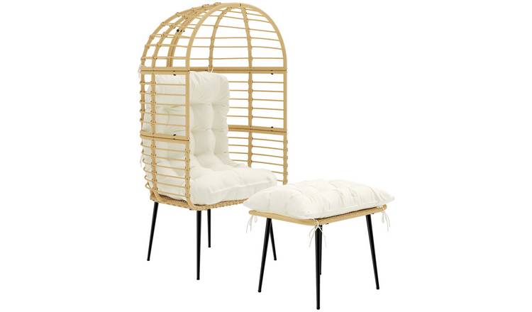 Outsunny PE Rattan Indoor Outdoor Garden Egg Swing Chair - Beige