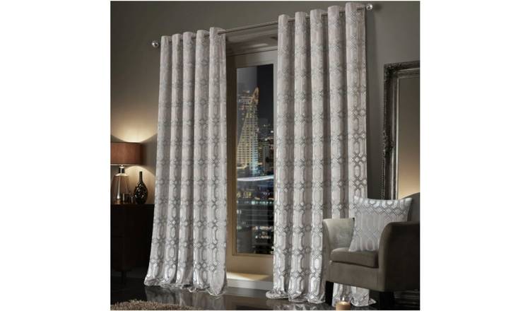 New Edge Blinds Champagne Luxe Geo Velvet Eyelet Curtains - 167cm x 229cm