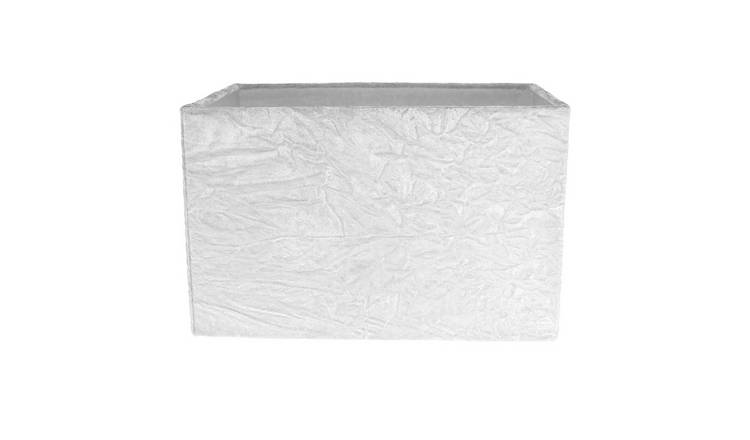 Happy Homewares Arctic White Crushed Velvet Fabric Rectangular Lampshade - 29cm