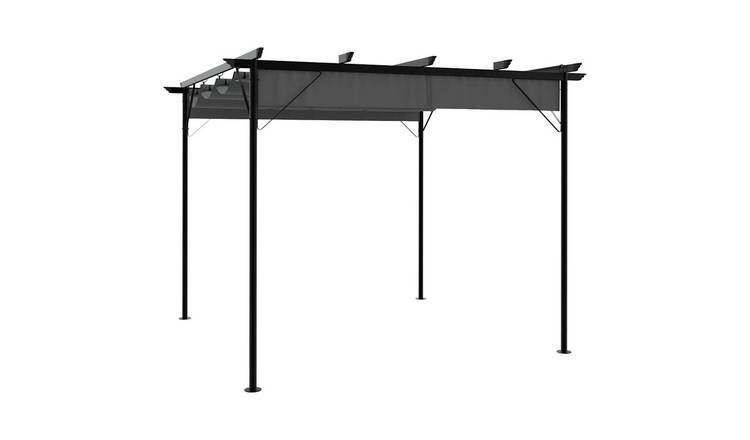 Walplus Pergola with Retractable Roof 180 G/m2 - Anthracite - 300 x 300 x 225 cm