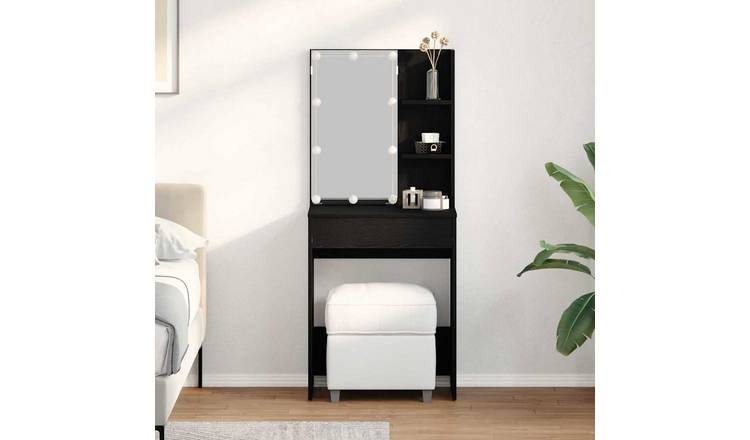 Walplus 1 Drawer Engineered Wood Dressing Table - Black Oak - 60 x 40 x 140 cm
