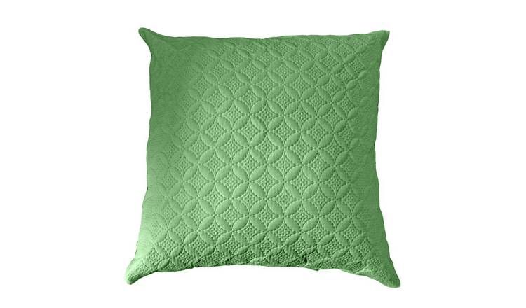 Homescapes Green Ultrasonic Quilted Embossed Cushion Cover - 80 x 80 cm