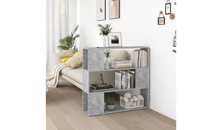 Walplus Engineered Wood Book Cabinet - Stone Grey - 100 x 24 x 94 cm