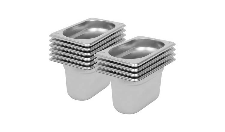 Argon Tableware Steel Gastronorm Containers 1/9 - 800ml - Set of 10
