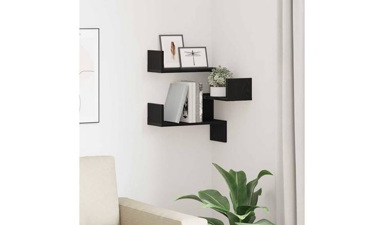 Walplus Engineered Wood Wall Shelf - Black oak - 40 x 40 x 49.5 cm