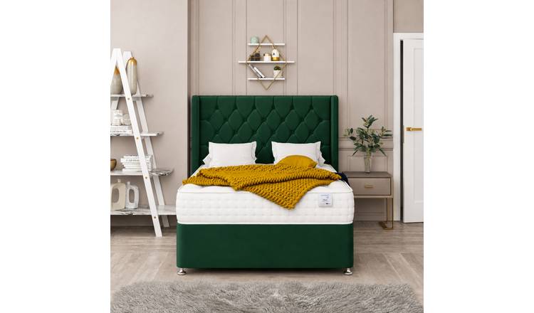 Bed Choices Deluxe Double 2 Drawer 54" Headboard Divan Bed Set - Green