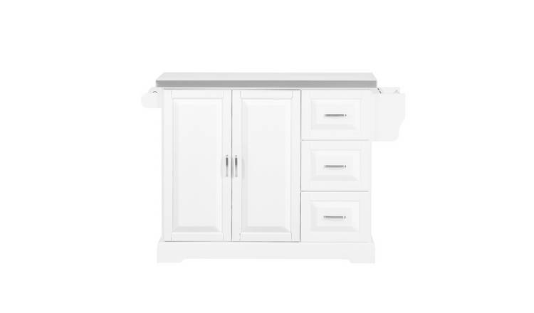 SoBuy 3 Drawer Foldable Extension Top Kitchen Island - White