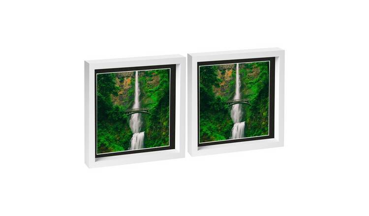 Nicola Spring 3D Box Photo Frames - 10" x 10" with Mount - Set of 2 - White