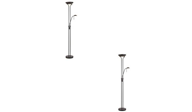 Loops Direct Pack of 2 Steel Mother and Child Floor Lamp - Matt Black