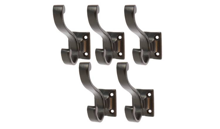 Hammer & Tongs Square Back Hat & Coat Hook - Black - Pack of 5