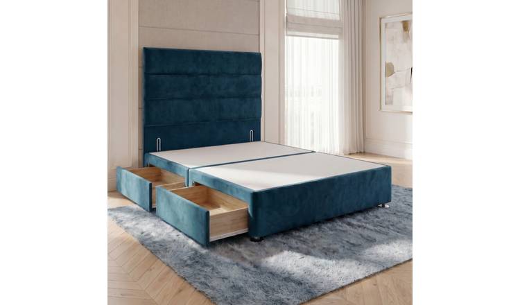 Somnior Regent Velvet King 2 Drawer Divan Bed 54" Headboard - Navy
