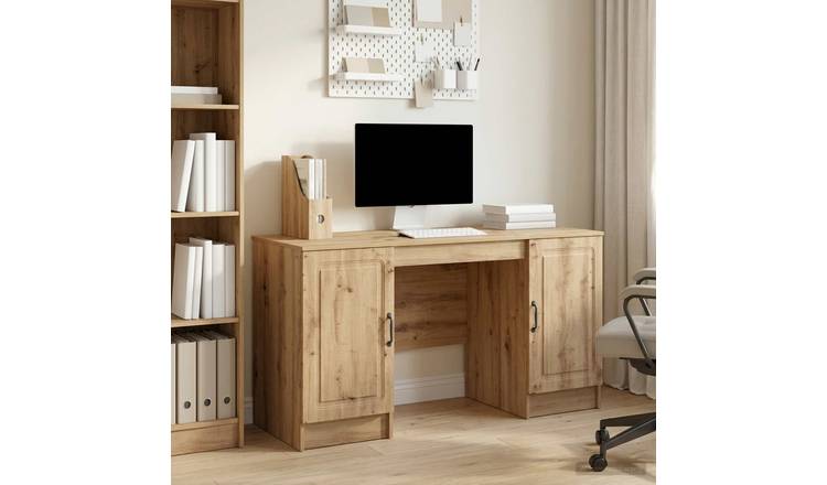 Walplus Engineered Wood Home Office Desk - Oak - 142.5 x 50 x 75 cm