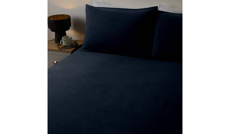 OHS Essential Brushed Cotton Fitted Bed Sheet Navy - Single