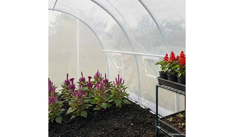 Walplus Galvanised Steel Greenhouse Mesh and - White - 900 x 300 x 200 cm