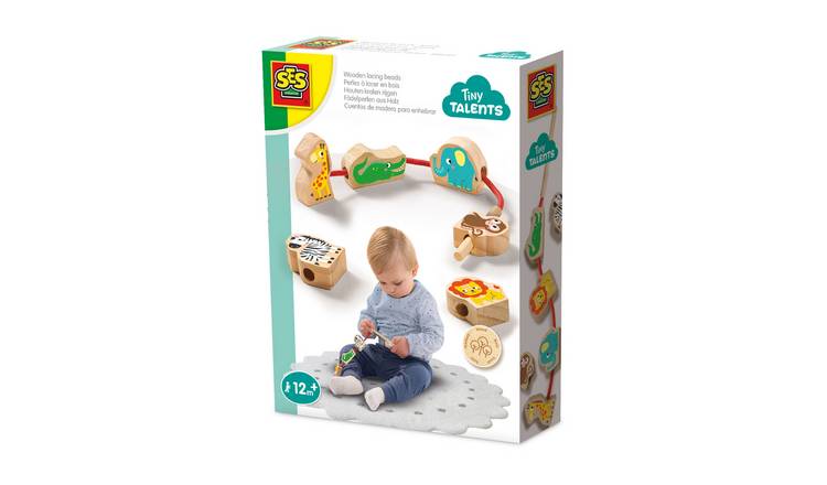 SES Creative Wooden Animal Sensory Lacing Beads