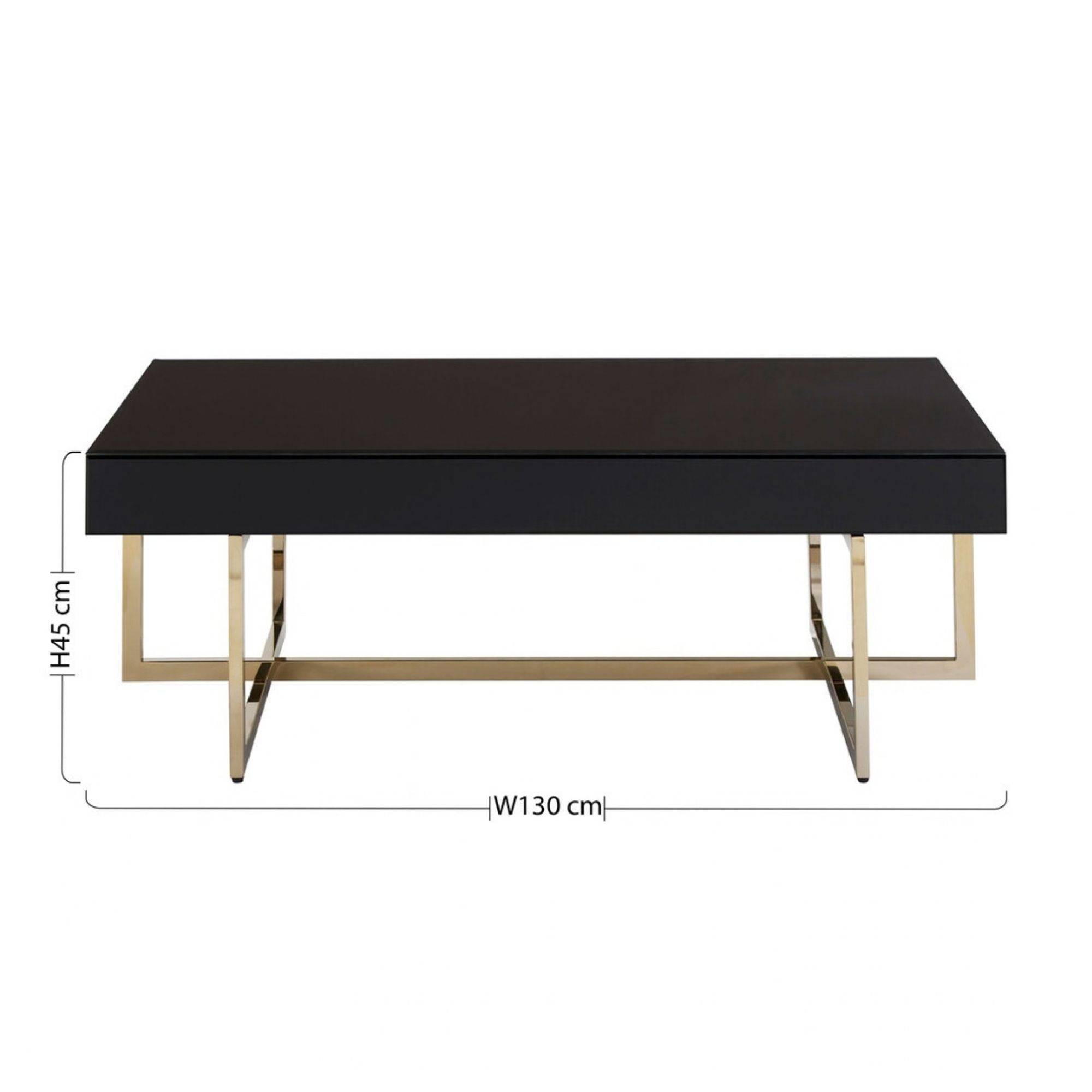 Orsina Mirrored Glass Coffee Table - Black and Gold - Image 5