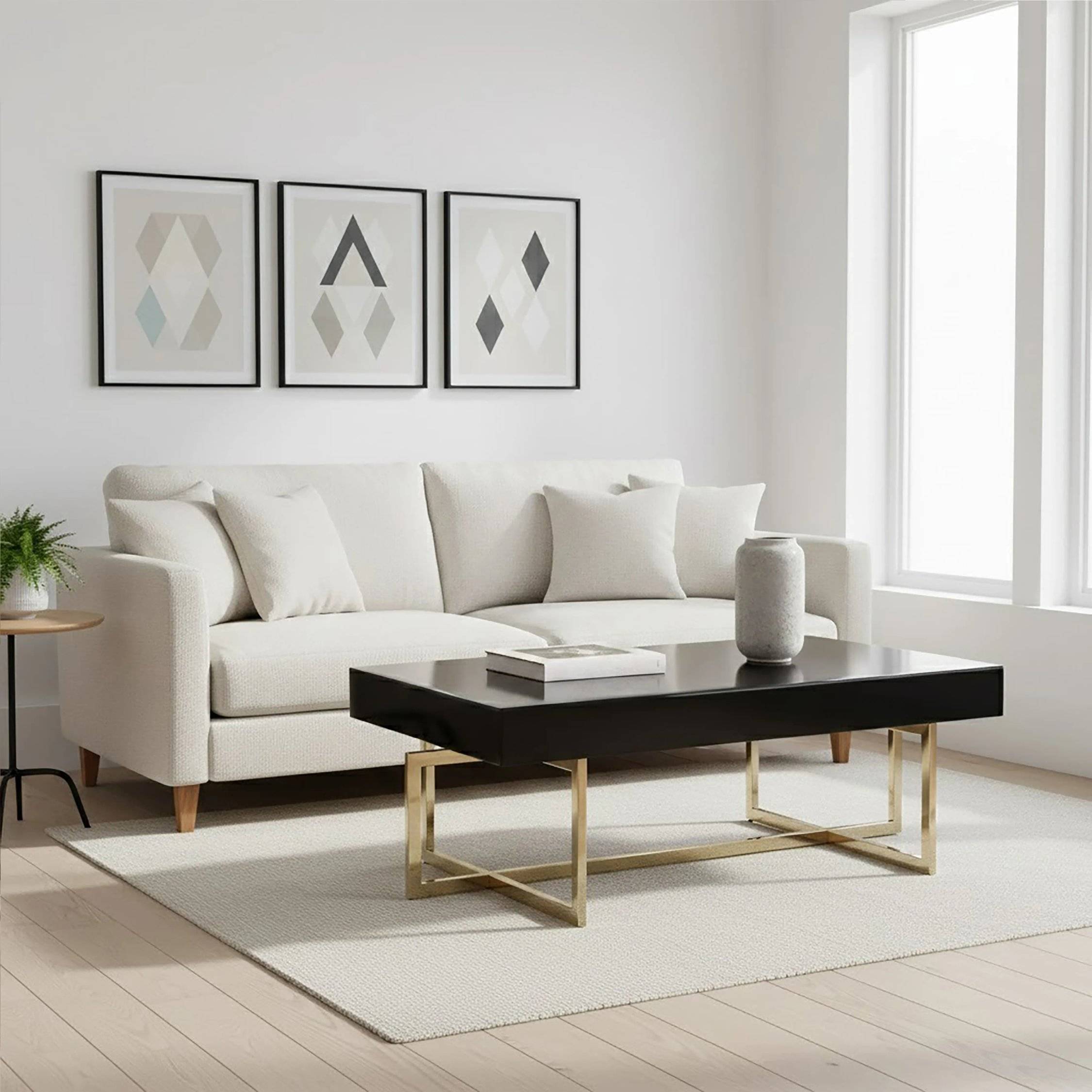 Orsina Mirrored Glass Coffee Table - Black and Gold - Image 1