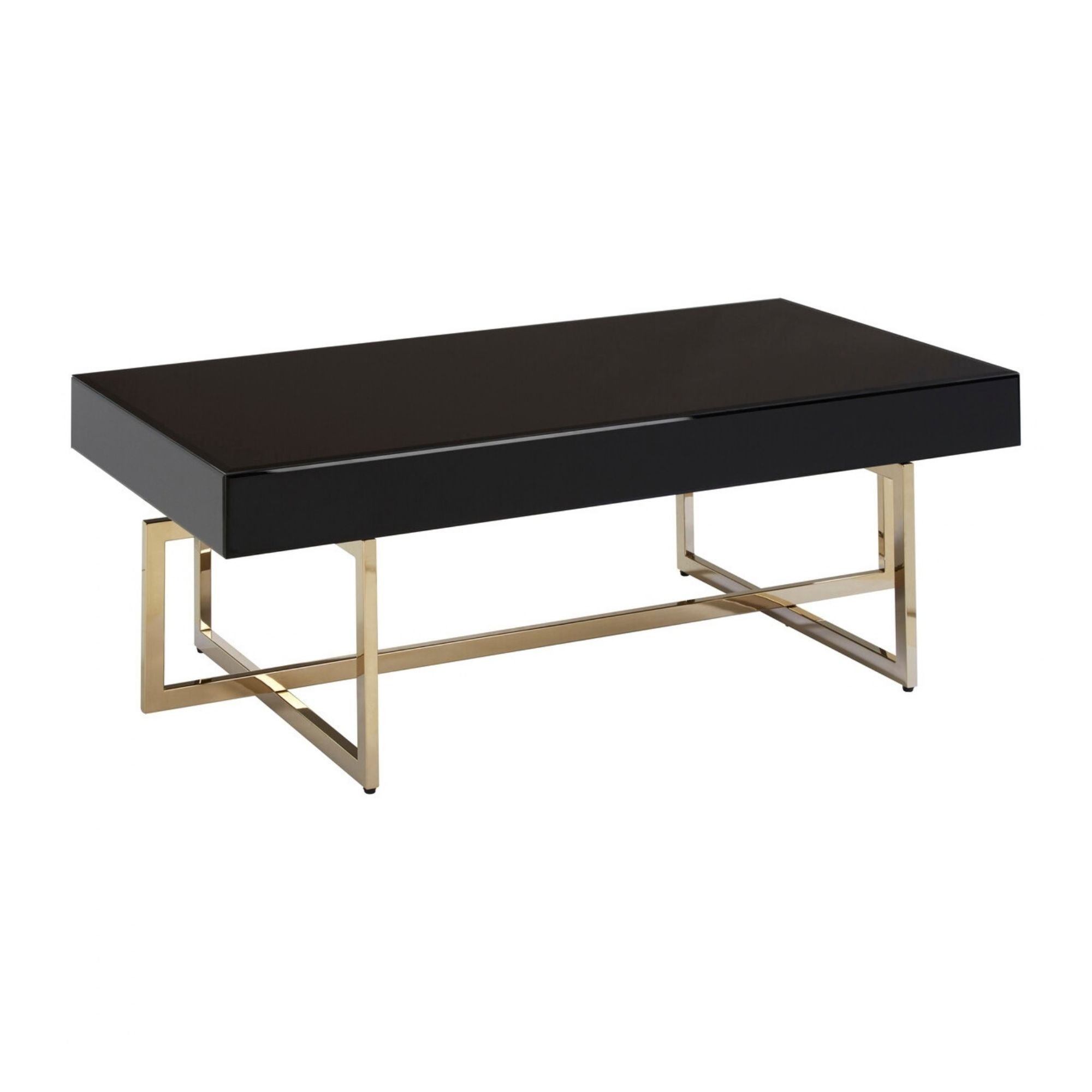 Orsina Mirrored Glass Coffee Table - Black and Gold - Image 2