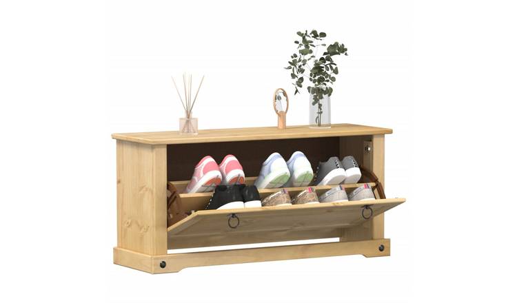 Walplus Solid Wood Shoe Cabinet - 99 x 32 x 47 cm