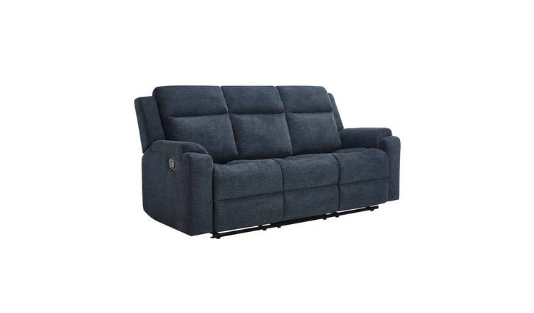 Furniture Online Orka Manual Recliner 3 Seater Chenille Sofa – Blue