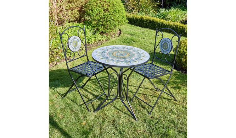 Home Source Hampshire 2 Seater Mosaic Bistro Table and Chair Set - Black