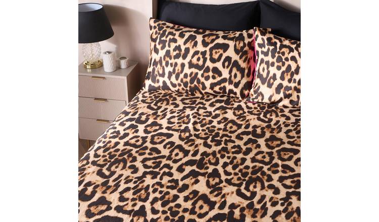 OHS Leopard Print Microfibre Deep Fitted Bed Sheet Natural - King