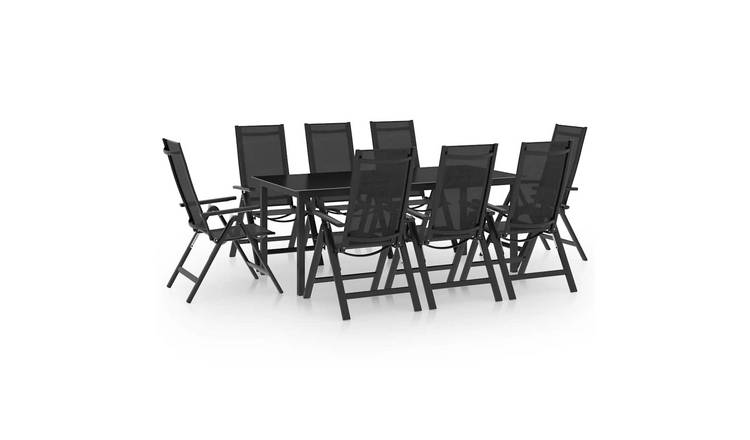 Walplus 9 Piece Aluminium Garden Dining Set - Anthracite - 190 x 90 x 74 cm