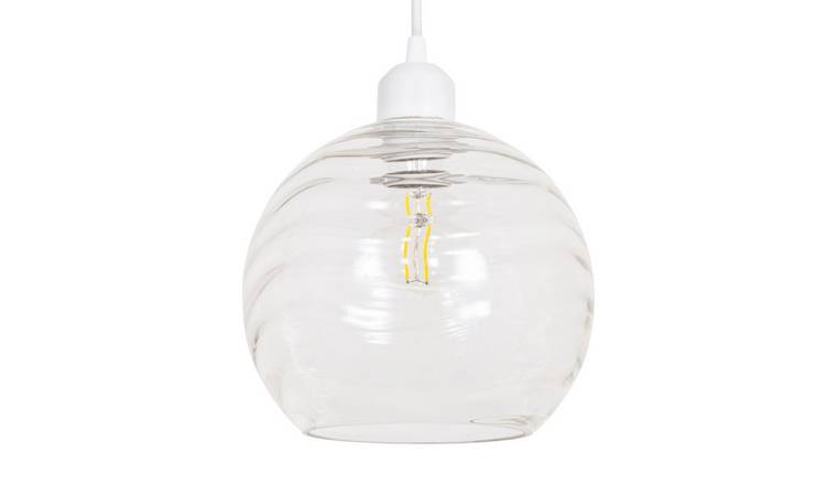 Happy Homewares Clear Circular Ribbed Glass Pendant Shade - 20cm