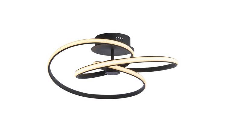 Loops Direct Textured LED Semi Flush Ceiling Light - Black