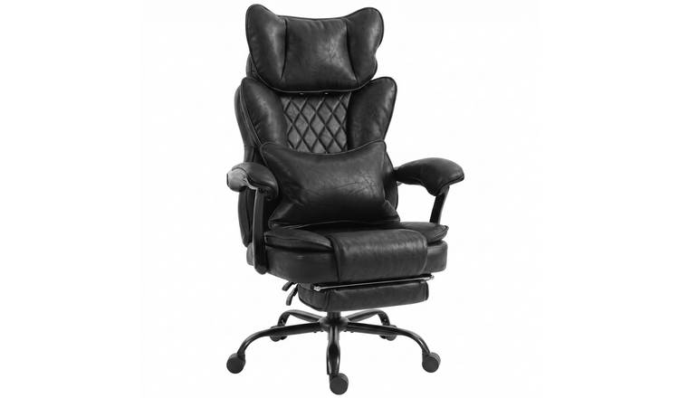 HOMCOM Executive Leathaire Lumbar Support Desk Chair - Black
