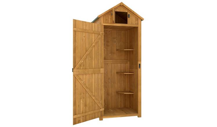 Outsunny Fir Wood Garden Storage Cabinet - Brown