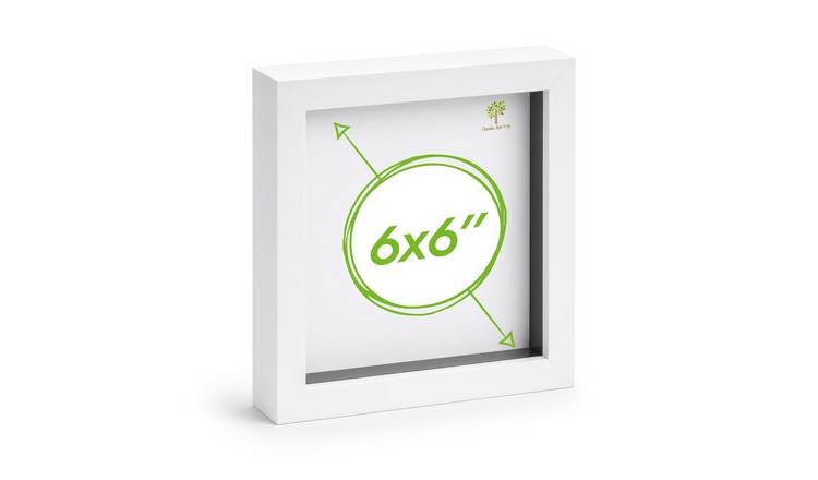 Nicola Spring 3D Box Photo Frame - 6 x 6" with 4 x 4" Mount - White/White