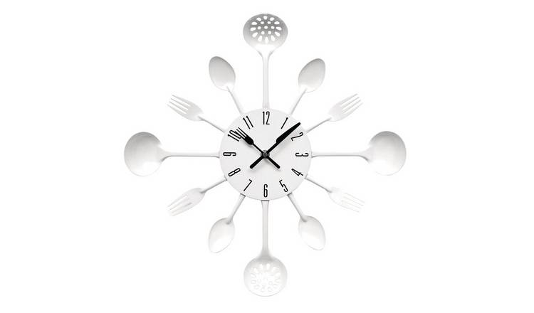 Orsina Romero 33cm Cutlery Metal Wall Clock - White
