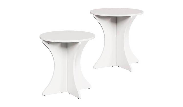 Walplus Pack of 2 Solid Pine Wood Coffee Table - White - 46 x 46 x 47 cm