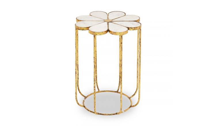 Orsina Rabia Petal Marble Top Side Table – White