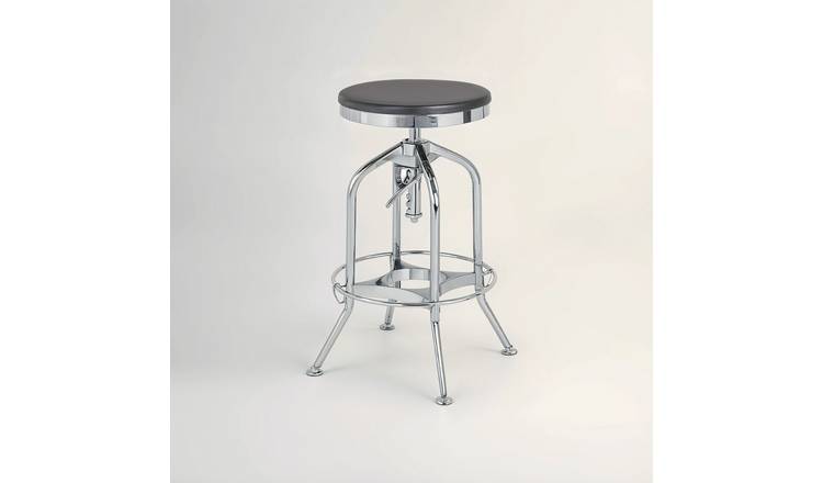 Orsina Gator Ash Wood Adjustable Bar Stool - Chrome