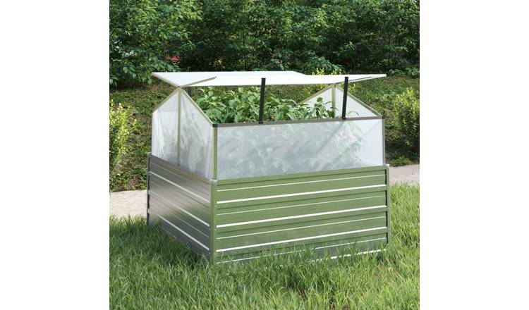 Walplus Galvanised Steel Raised Garden Bed - Silver - 100 x 100 x 85 cm