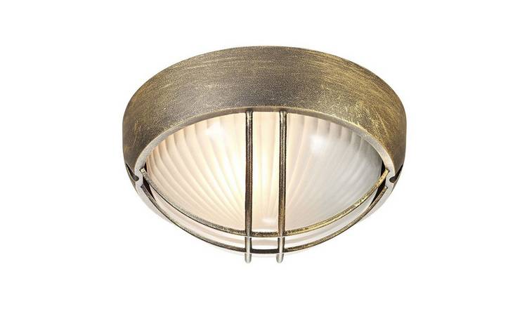 Happy Homewares Black Gold Die Cast Aluminium Outdoor Wall Light - 19cm