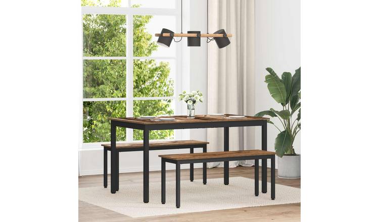 Walplus Rectangular Metal Dining Table - Brown - 140 x 80 x 75 cm